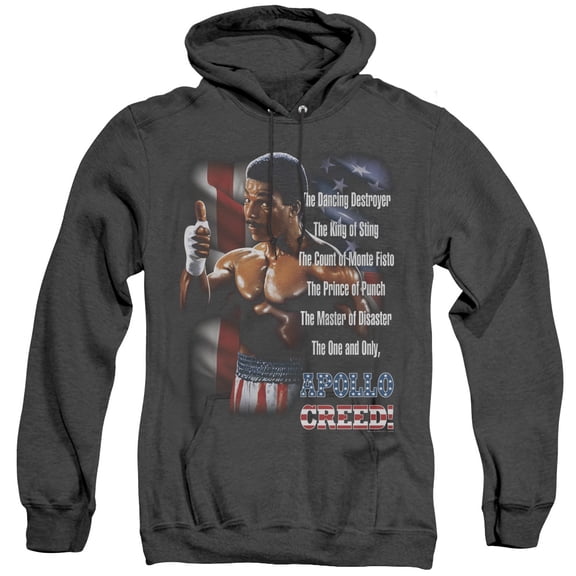 Rocky Ii The One And Only Adult Heather Hoodie Sweatshirt Black