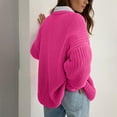 thumbnail image 5 of Lovskoo 2024 Sweaters for Women Long Sleeve 2023 Loose Round Neck Solid Color Lazy Style Knitted Pullover Sweater Hot Pink, 5 of 7