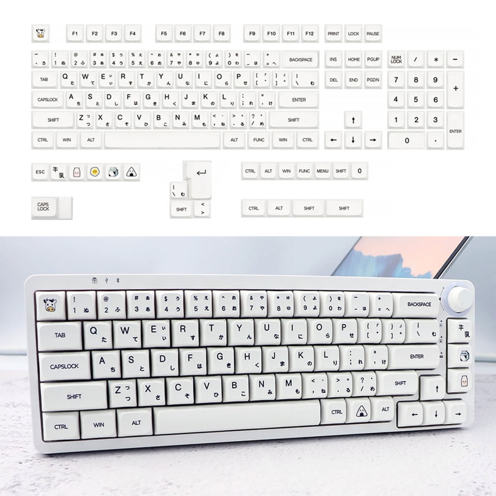 WINDLAND Minimalist White PBT Keycaps XDA Profile Japanese Aesthetics Keycap Set 126PCS