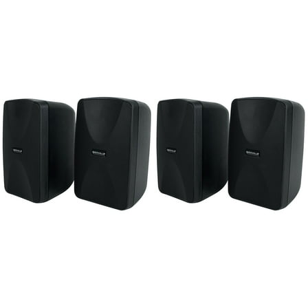 4) Rockville WET-40B 4" 70V Commercial Indoor/Outdoor Wall Speakers Black Swivel