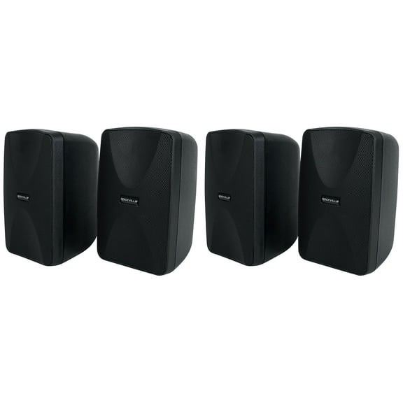 4) Rockville WET-40B 4" 70V Commercial Indoor/Outdoor Wall Speakers Black Swivel