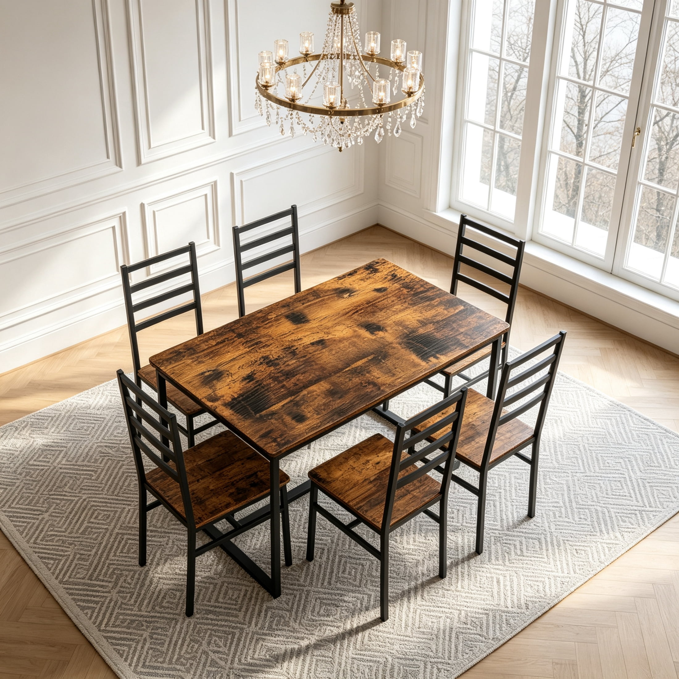 Vinform 5-Piece Dining Table Set, Wood Dining Table with 4 Chairs for Small Home and Kitchen