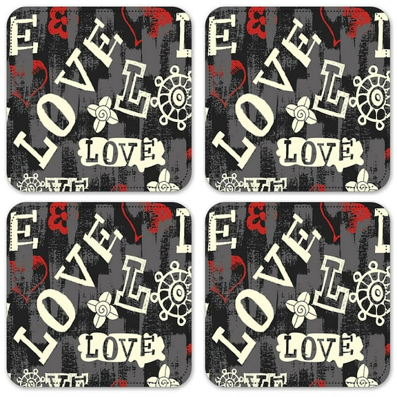 Vinyl Drink Coasters - Set of 4 - Love Toss