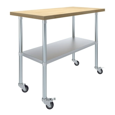 46 In. Mobile Workbench With Solid Wood Top, Black - Walmart.com