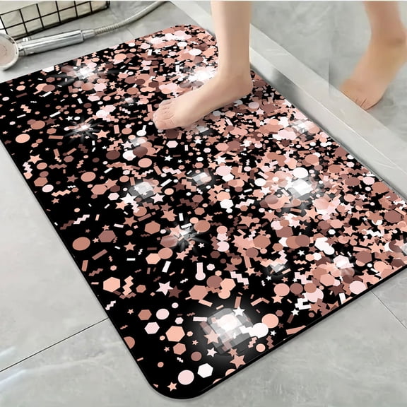 1pc Rose Gold Confetti Bathroom Rug Bathroom Decor and Accessories- Durable,Anti Slip,And Quick Drying,Suitable For Indoor/outdoor Use - Perfect For Bathrooms,Bedrooms,Kitchens