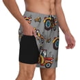 thumbnail image 2 of Kdxio Cartoon Tractor Print Men'S Swim Trunks With Compression Liner 7 Inch Inseam Quick Dry Swim Shorts, 2 of 7