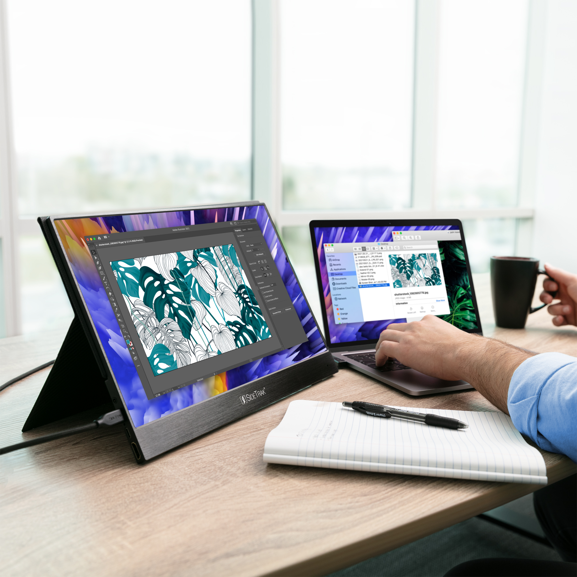 SideTrak Solo 17.3" Portable Monitor for Laptop | Freestanding Full HD 1080p LED USB Laptop Dual Screen with Cover | 60Hz | Blue Light Filter | USB/HDMI