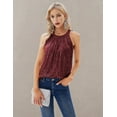 thumbnail image 6 of Sequin Halter Tops for Women Sleeveless Sparkly Shiny Tank Tops Ruched Flowy Sparkly Club Outfits Party Shirt Wine Red L, 6 of 7