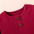 thumbnail image 5 of StylesILove Baby Boys Girls Solid Long Sleeve Henley Top & Pants 2pcs Set Unisex Toddler Ribbed Cotton Outfit (Red, 6 Months), 5 of 8