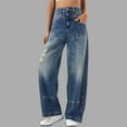 thumbnail image 2 of EDFBUYKRS Female Women Pants Casual Hiking Pants Women Tall 34 Inseam Washed Ripped Jeans Women's Summer Thin Wide Leg Trousers Xl, 2 of 9