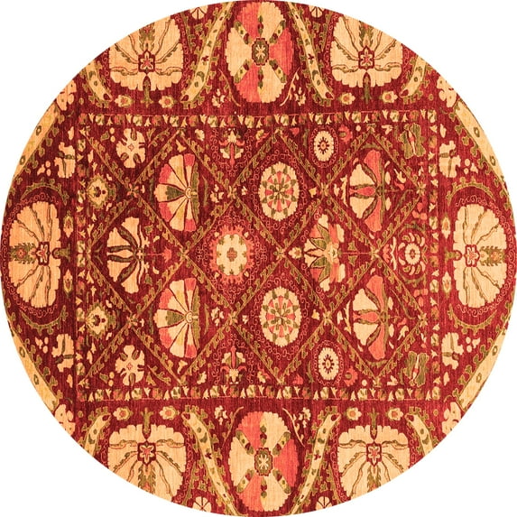 Ahgly Company Indoor Round Abstract Orange Modern Area Rugs, 7' Round