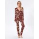 thumbnail image 1 of Pijama navideño Y2k para mujer, monos de manga larga con cuello en V y botones, ropa de dormir suave, ropa de dormir femenina, 1 of 4