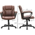 thumbnail image 7 of Lacoo Faux Leather Mid-Back Executive Office Desk Chair with Lumbar Support, Brown, 7 of 7