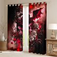 thumbnail image 2 of Manfei Gothic Dragon Animals Blackout Curtains,Retro Rose Skull Curtains Pack of 2 (42x84 Each),Red Black, 2 of 6