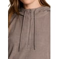 thumbnail image 5 of RBX Active Women's Regular Length Slouchy Fit Ribbed 1/4 Zip Pullover Hoodie Top, 5 of 5