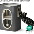 thumbnail image 2 of 2-Level Cat House for Indoor Pets - Small Tower With Scratch Pad, Hideaway Condo, and Cave Bed Furniture for Multi Pets and Large Cats, 18x14x23 Inches,Dark Grey, 2 of 15