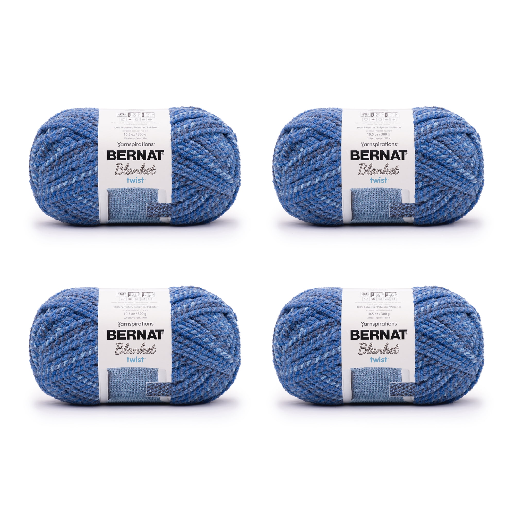 Bernat Blanket Twist Super Bulky 100% Polyester Ocean Yarn, 220 yd (4 Pack)