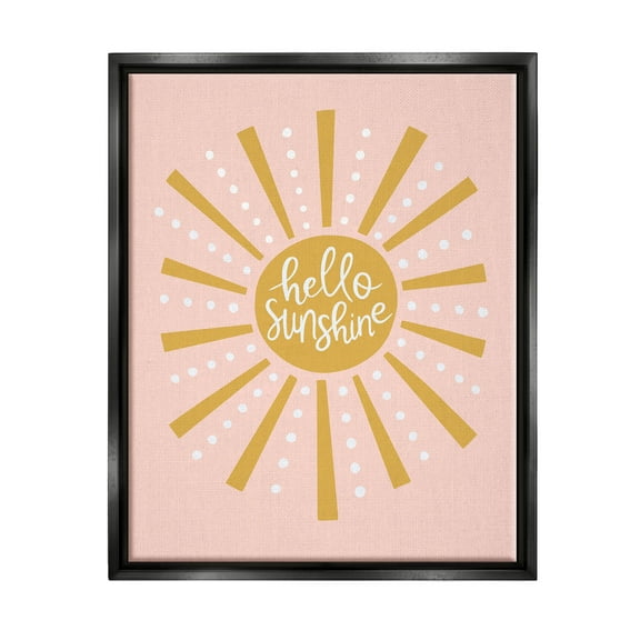 Stupell Industries Hello Sunshine Sun Rays Graphic Art Jet Black Floating Framed Canvas Print Wall Art, Design by Nina Seven