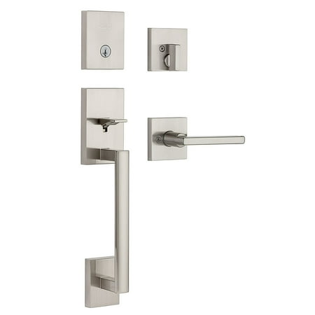 San Clemente Low Profile Single Cylinder Satin Nickel Entry Handleset Featuring SmartKey