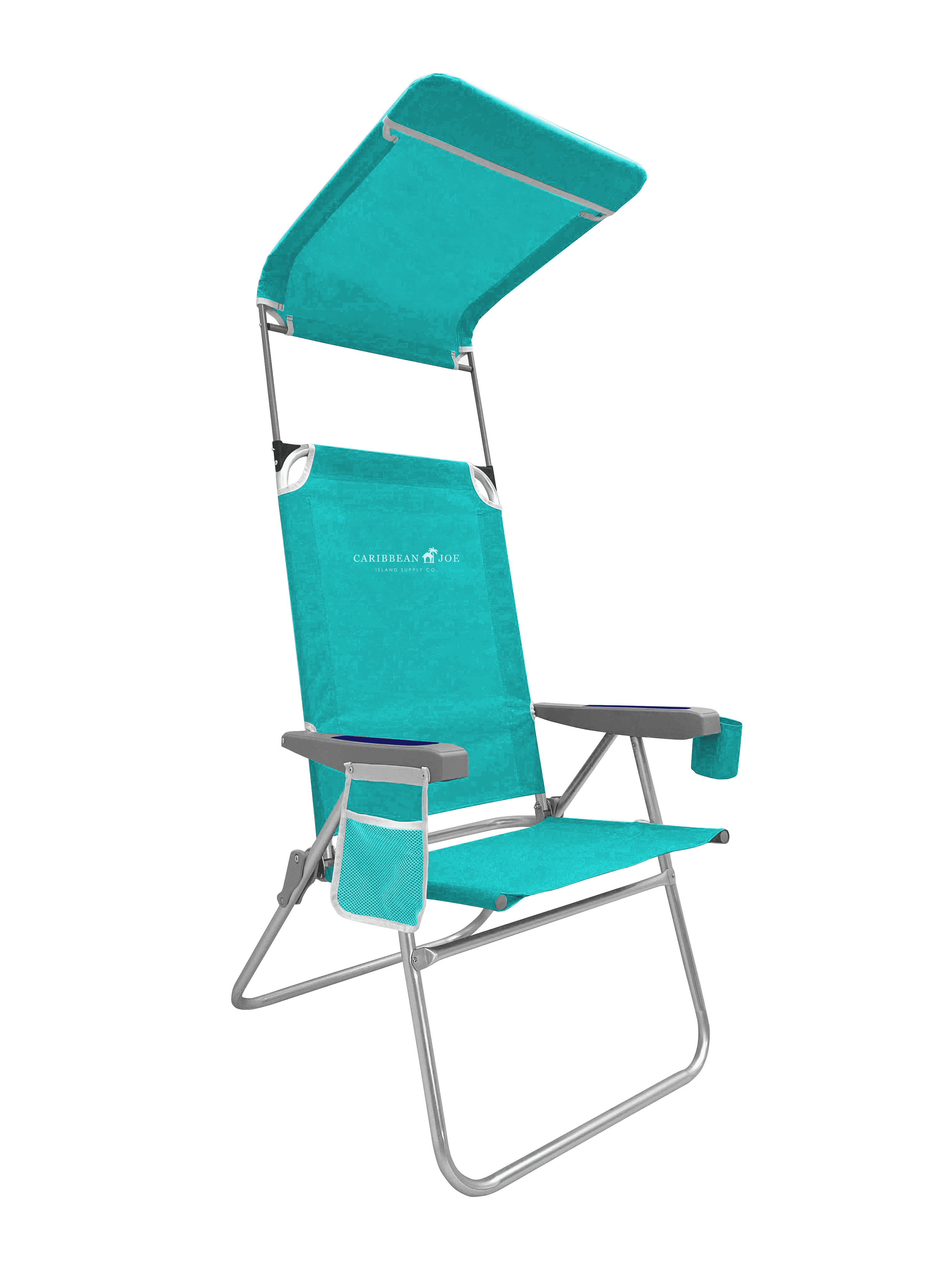 Caribbean Joe 4Position Canopy Beach Chair with Mesh Side Pocket and