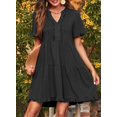 thumbnail image 5 of Womens V Neck Ruffle Short Sleeve Babydoll Mini Dress Casual A Line Dress for Summer, 5 of 12