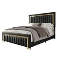 thumbnail image 4 of Home Design Olathe King Upholstered Panel Bed Frame with Channel-Tufted Headboard and Gold Acrylic Strip Accents, Black, Easy Assembly, 4 of 11