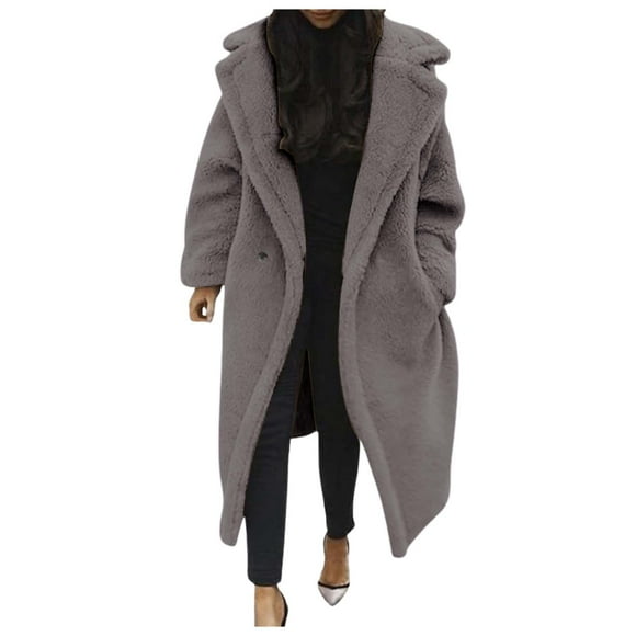 NLLSHGJ Teddy Bear Jacket Women Women's Lamb Lined Jacket Long Shearling Coat with Oversized Pockets Women Trench Coats Mid Length Wool Purple Jacket Women