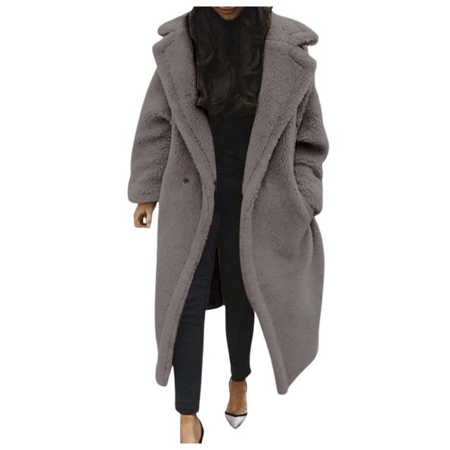 Uinagy Women's Sherpa Long Coat Jacket