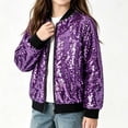 thumbnail image 6 of ATOGUTA Girls Sequin Jacket Lightweight Zipper Fall Winter Coats With Pockets Trendy Outwear Purple, 6 of 8