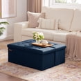 thumbnail image 4 of Banco otomano HAUSFRAU plegable de 80 cm con almacenamiento, color azul marino, 4 of 6