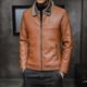 thumbnail image 3 of Nueva chaqueta gruesa de cuero para hombre, chaqueta de invierno y otoño para hombre, abrigo cálido a prueba de viento con cuello de piel sintética a la moda, ropa masculina, 3 of 4