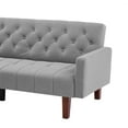 thumbnail image 3 of Convertible Accent Sofa Couch, Modern Linen Fabric Upholstered Leisure Sofa Bed with Adjustable Backrest and Solid Wood Legs, Folding Futon Sofa Sleeper for Living Room Bedroom Apartment, Grey, 3 of 5
