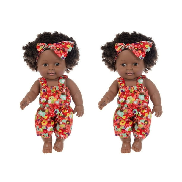 Negro africano negro bebé lindo rizado negro 12 pulgadas vinilo bebé juguete Wmkox8yii shdjk4330