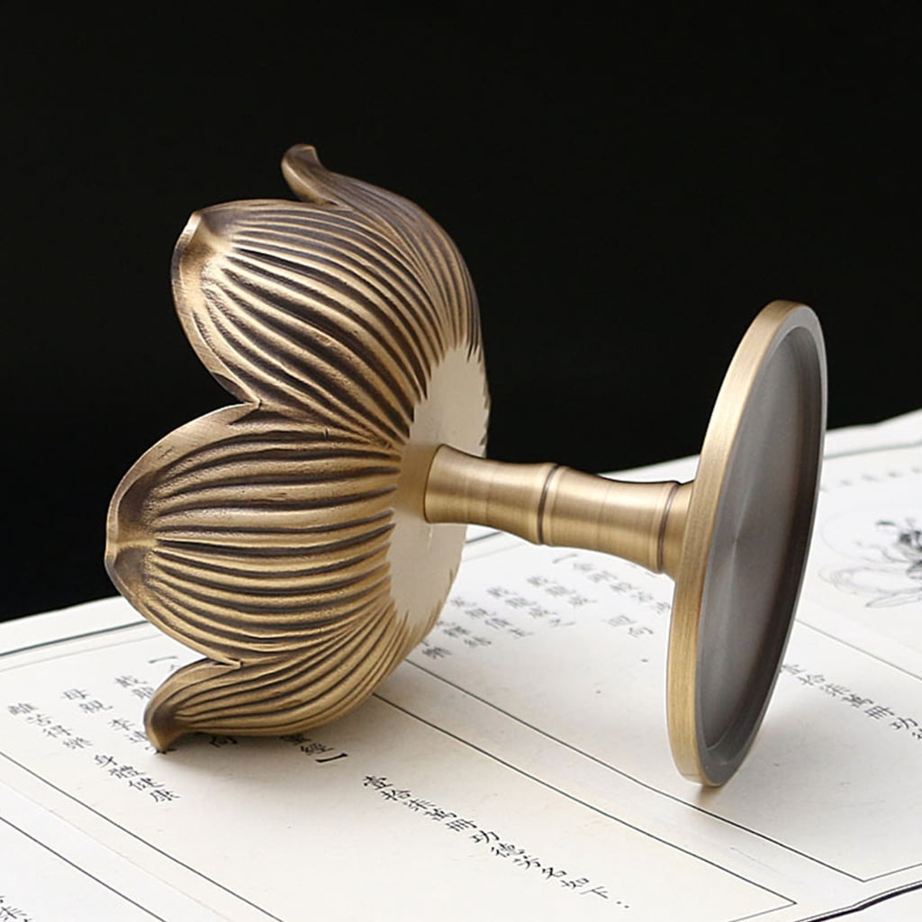 BQBQERT Incenses Seal Holder Copper Bowl Incenses Holder Lotuses Shape Lid Incenses Tray Spiritual Décor