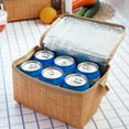 thumbnail image 2 of Rattan Lunch Bag for Picnic Insulated Bento Lunch Box with Zipper Closure, 8.66in x 5.5in x 4.72in, 2 of 6
