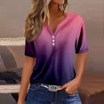thumbnail image 2 of TOWED22 Hauts Grande Taille pour Femmes Mode Décontractée Couleur Unie Imprimé Col en V Manches Courtes Tunique Froncée Blouse Tee(Vin,m), 2 of 5