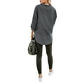 thumbnail image 4 of Txlixc Blusa vaquera de moda femenina, solapa de color sólido, botón de manga larga, blusa vaquera suelta Txlixc moda, 4 of 9