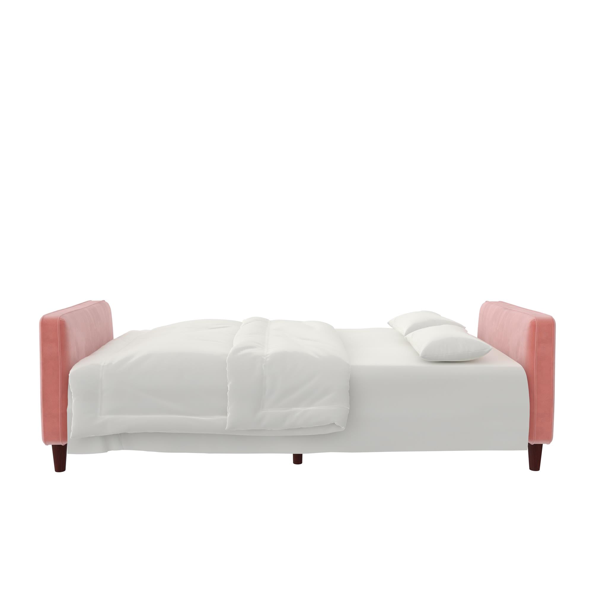 DHP Pin Tufted Transitional Futon, Pink Velvet