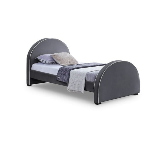 Meridian Furniture Brody Grey Velvet Twin Bed