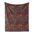 thumbnail image 1 of Mandala Soft Flannel Fleece Throw Blanket, Circular Floral Cosmos Moroccan Design, Cozy Plush for Indoor and Outdoor Use, 50" x 70", Vermilion Ruby Sky Blue, by Ambesonne, 1 of 6