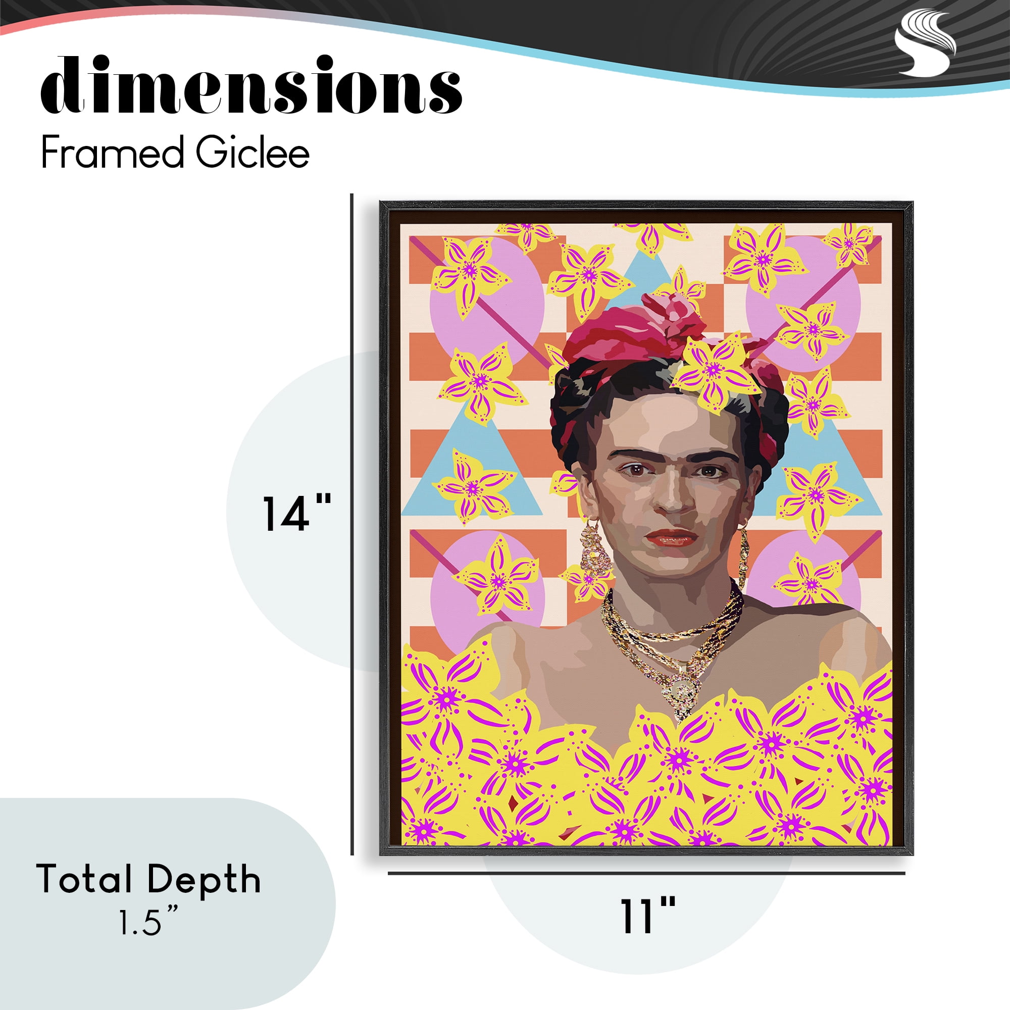 Frida's Floral Journey Black Framed Giclee Art, design by Lynnda Rakos