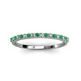 thumbnail image 3 of TriJewels 0.25 ctw Round Emerald and Lab Grown Diamond 18 Stone Wedding Band in 10K White Gold, 3 of 6
