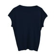 thumbnail image 4 of Lenpel Girls' T-Shirts Soft Cotton Boat Neck Cap Short Sleeve Solid Color Ribbed Tee Shirts Casual Loose Summer Tops, 4 of 4