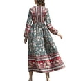 thumbnail image 3 of TRKIYQC Vestidos largos florales vintage para mujer otoño, vestido suelto de manga larga con cuello en V para vacaciones TRKIYQC moda, 3 of 7