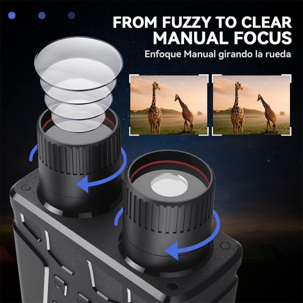 Amkui R6 Night Vision Goggles with 1080p Display, Infrared Night Vision Binoculars, 3800ma Rechargeable Thermal Imaging Binoculars, F/1.2 Hd Camera, 5x Digital Zoom for Hunting Camping Security