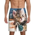 thumbnail image 2 of Daiia Playful Cat Mens Woven Stretch Pajama Short,Short Pajama Pants-Small, 2 of 9