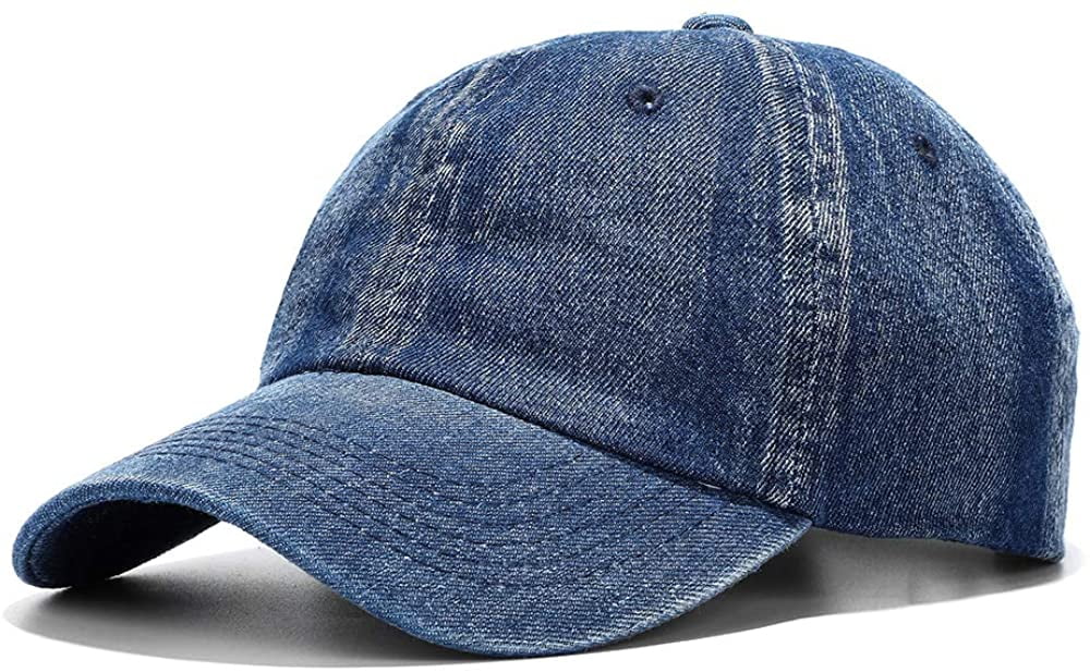 Vankerful Washed Baseball Cap Distressed Denim Cotton Dad Hat Adjustable Polo Trucker Unisex Style Hat 