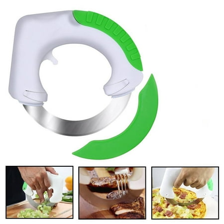 Circular Rolling Knife Multi-Purpose Cutting Tool with Unique Ergonomic Design - Fast & Easy for cutting Meat, Salad, Pizza & Vegetables- Protect your wrist with Rolling