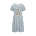thumbnail image 4 of Caywon Womens Nightgown Cute Xmas Tree Graphic Short Sleeve Crewneck T-Shirt Dress Nightshirt Santa Sleepwear Soft Night Gown Sleepdress, 4 of 6