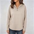 thumbnail image 5 of Lcziwo Quarter Zip Sweatshirt for Women Long Sleeve Oversized Casual Hoodies Y2K Fall Winter Fashion Pullover with Pockets Khaki,XXL, 5 of 7